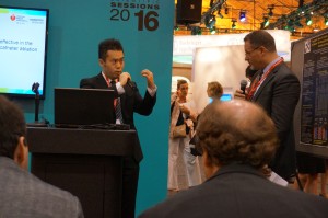AHA2016 rapid fire sessionにおいて質疑応答に応じる松田医師